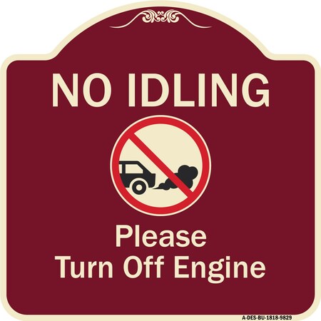 Signmission Designer Series-No Idling Please Turn Off Engine With Graphic, 18" x 18", BU-1818-9829 A-DES-BU-1818-9829